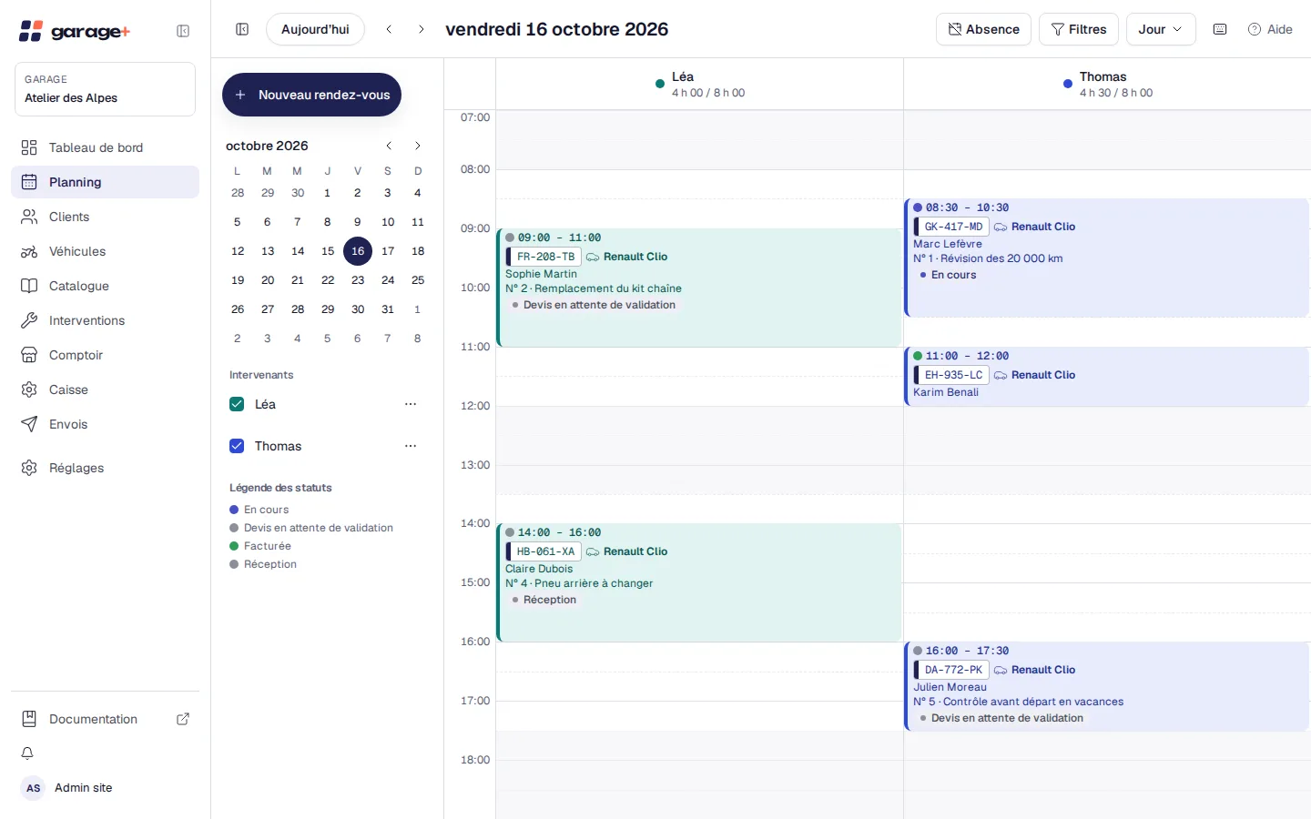 Le planning de l’atelier sur ordinateur.
